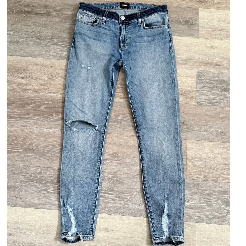 Hudson Women's Jeans 27 Dark Denim Nico Midrise Crop Super Skinny